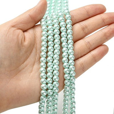 Eco-Friendly Dyed Glass Pearl Beads Strands HY-A008-6mm-RB043-1