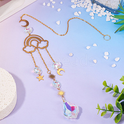 1Pc Faceted Glass Sun Catcher Pendant Decorations AJEW-TA0002-91-1