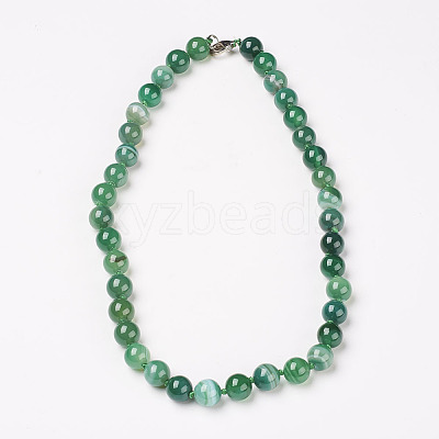 Natural Dyed Agate Beads Necklaces NJEW-F139-8mm-17-1