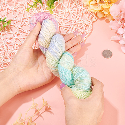 1 Skein 80% Wool 20% Acrylic Fiber Rainbow Segment Dyed Yarn OCOR-TA0003-02B-1