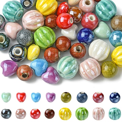 40Pcs Handmade Fancy Antique Glazed Porcelain Beads PORC-FS0001-04-1