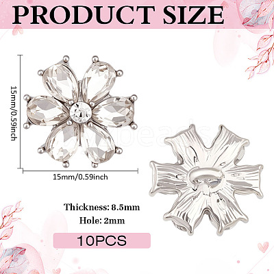 10Pcs 1-Hole Alloy Shank Buttons BUTT-MA0001-10B-1