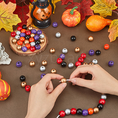 240Pcs 6 Styles Natural Wood Beads Strands WOOD-SP0001-03C-1