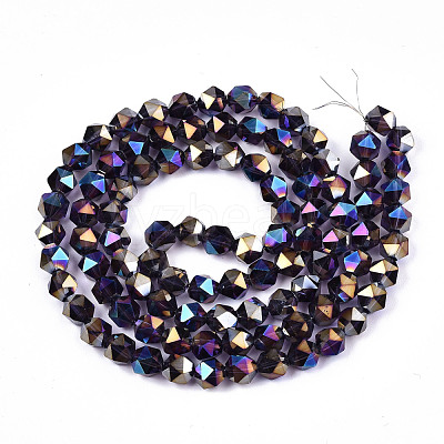 Electroplate Transparent Glass Beads Strands EGLA-T019-06J-1
