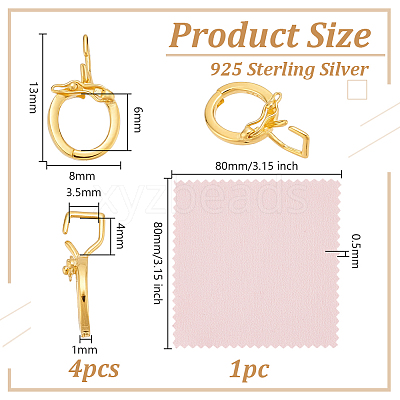 4Pcs Rhodium Plated 925 Sterling Silver Twister Clasps STER-OC0001-03G-1