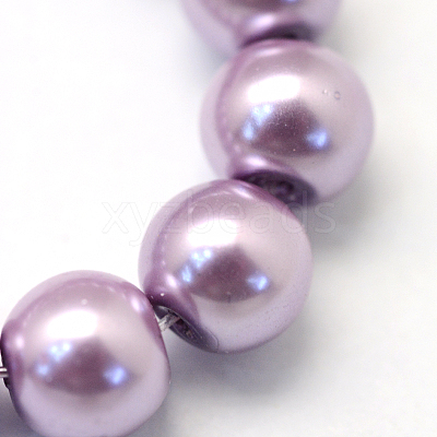 Baking Paint Pearlized Glass Pearl Round Bead Strands HY-Q330-8mm-44-1