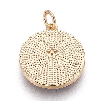 Brass Enamel Pentacle Pendants KK-O113-05B-G-1