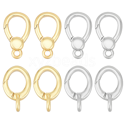 8Pcs 4 Styles Brass Spring Gate Rings KK-BC0013-65-1