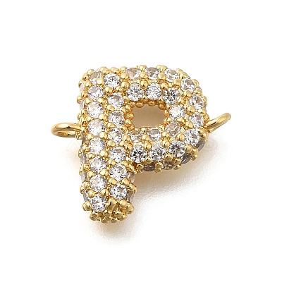 Brass Micro Pave Cubic Zirconia Letter Links KK-I717-04P-1