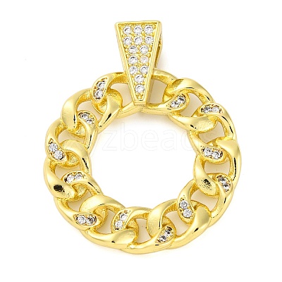 Rack Plating Brass Micro Pave Cubic Zirconia Pendants KK-M021-08G-01-1