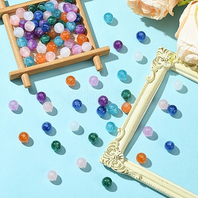 80Pcs 8 Colors Round Imitation Cat Eye Resin Beads RESI-YW0001-81-1