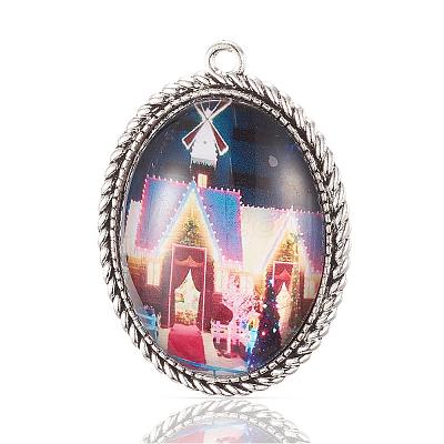Antique Silver Plated Alloy Big Pendants PALLOY-P108-05AS-1