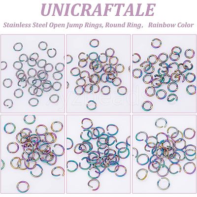 180Pcs 6 Styles 304 Stainless Steel Open Jump Rings STAS-UN0039-10-1