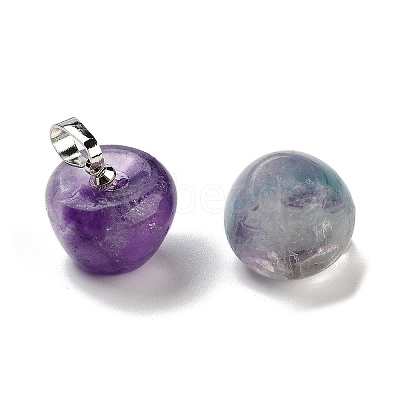 Natural  Fluorite Teacher Apple Charms G-Z022-02A-P-1