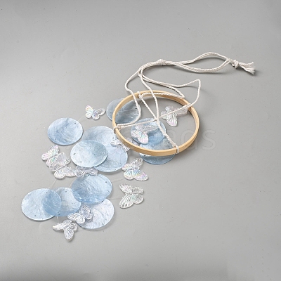 Dyed Natural Shell Slices Wind Chimes HJEW-WH20010-13B-1
