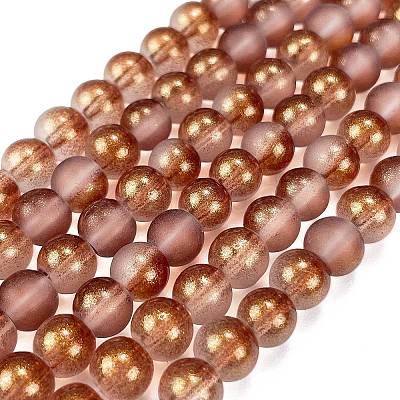 Frosted Transparent Glass Bead Strands GLAA-P065-6mm-13-1