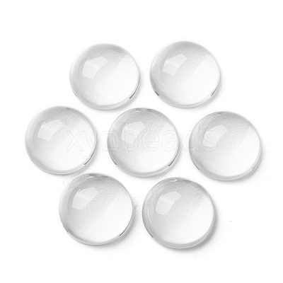 Transparent Half Round Glass Cabochons X-GGLA-R027-14mm-1