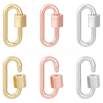 6Pcs 3 Colors Brass Screw Carabiner Lock Charms KK-UN0002-05-1