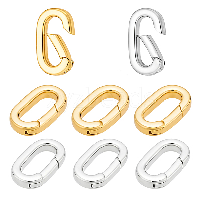 8Pcs 2 Colors Rack Plating Brass Spring Gate Rings KK-OC0001-74-1