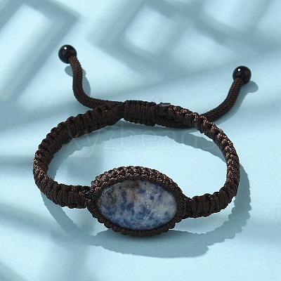 Adjustable Oval Natural Gemstone Braided Bead Bracelets BJEW-H626-02-1