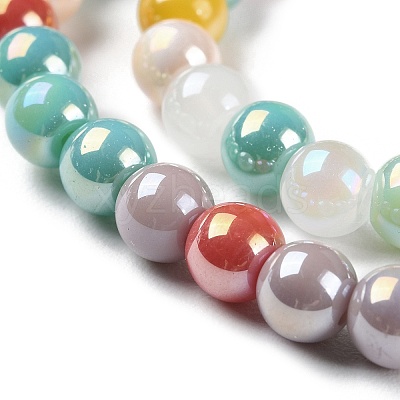 Opaque Electroplate Glass Beads Strands X-GLAA-P056-6mm-A01-1