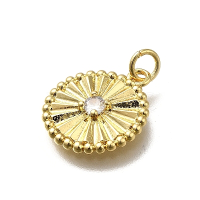 Brass Micro Pave Cubic Zirconia Pendants KK-C090-20G-1