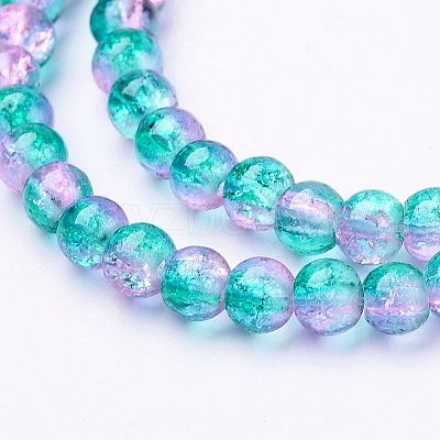 Spray Painted Crackle Glass Beads Strands CCG-Q002-4mm-06-1