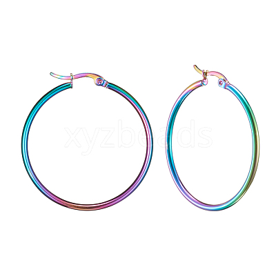 304 Stainless Steel Big Hoop Earrings EJEW-F105-07M-1