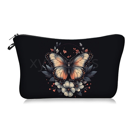 Flower Butterfly Print Polyester Cosmetic Zipper Pouches PW-WG2849A-01-1