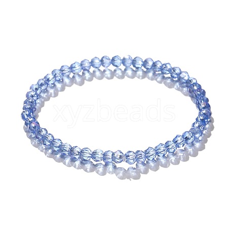 4mm Prism Faceted Rondelle Glass Beaded Stretch Bracelets for Women EH2213-4-1