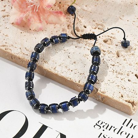 Adjustable Natural Lapis Lazuli and Non-magnetic Synthetic Hematite Braided Bead Bracelets BJEW-Z090-01F-1