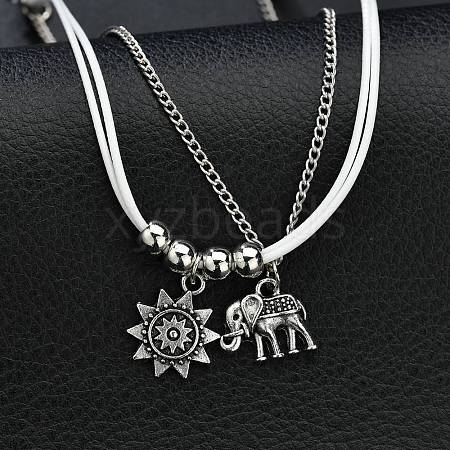 Bohemian Sun & Elephant Alloy Charm 3 Layer Anklets WGD5159-01-1