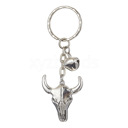 Tibetan Style Alloy Bull Head Kcychain KEYC-JKC00562-03-1