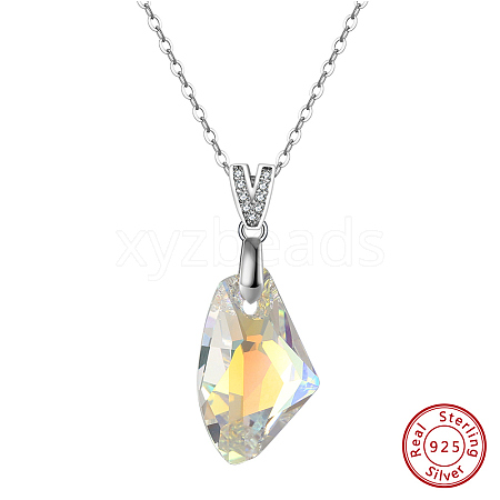 925 Sterling Silver Glass Pendant Necklaces NJEW-C048-01E-1