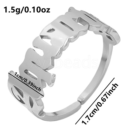 Adjustable Stainless Steel Constellations Cuff Ring for Couples TY6304-21-1