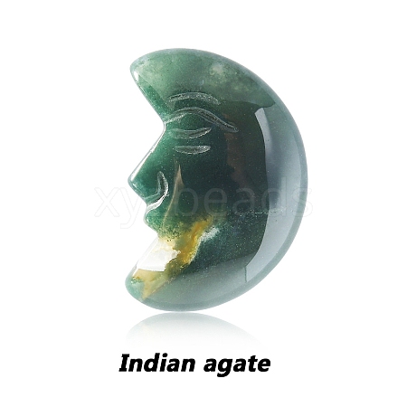 Natural Indian Agate Carved Healing Moon Figurines PW-WG61820-03-1
