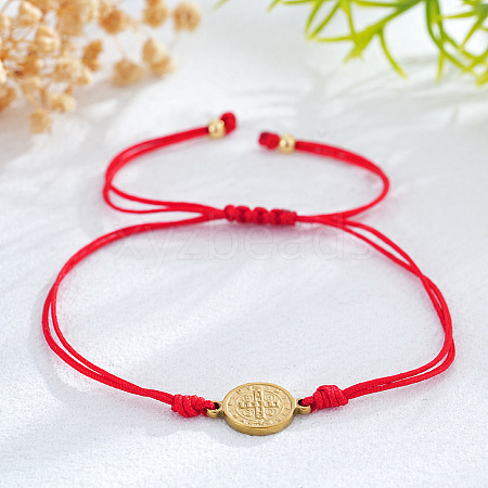 Vintage Metal Religion Saint Benedict Medal Link Adjustable Braided Nylon Cord Bracelets HF0966-2-1