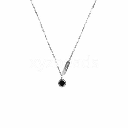 Be Loved Bar & Flat Round 925 Sterling Silver Pendant Necklace for Valentine's Day Gift NJEW-BB44470-B-1