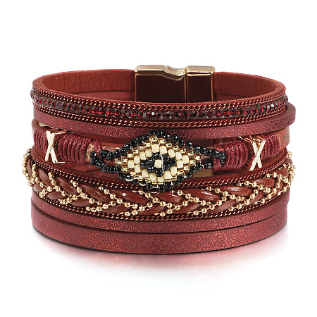 Bohemian Style Imitation Leather Multi-strand Bracelets for Women WG6653F-01-1