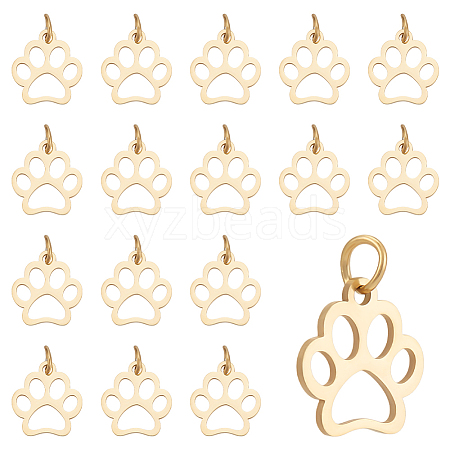 24Pcs Dog Paw Print Shape Stainless Steel Pendants FIND-WR0012-50-1