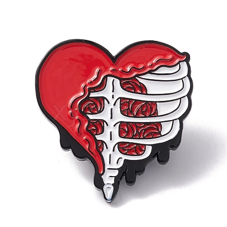 Skeleton Frame Heart Enamel Pin FIND-K005-17EB-1