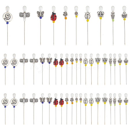 50Pcs 10 Style Garden Theme Iron Head Pins DIY-AB00027-1