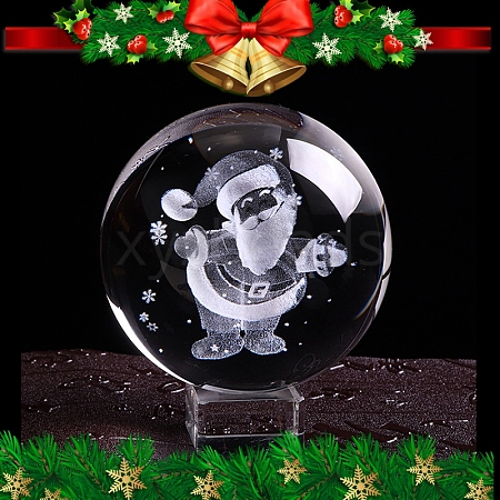 Christmas Inner Carving Santa Claus Glass Crystal Ball Diaplay Decoration PW-WG3B8EC-02-1