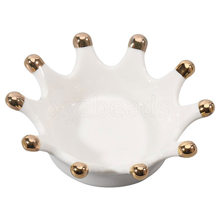Porcelain Crown Shape Jewelry Plate DJEW-WH0039-120-1