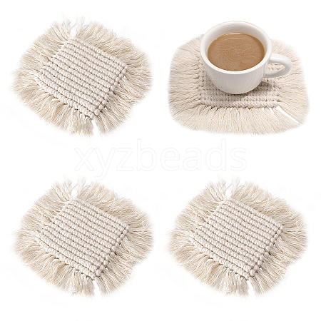 CHGCRAFT Hand-Woven Cotton Rope Placemat Simple Tassel Coasters AJEW-CA0002-13-1