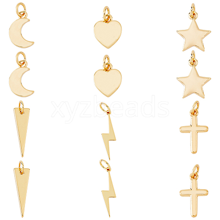 SUPERFINDINGS 12Pcs 6 Style Brass Pendants KK-FH0005-59-1