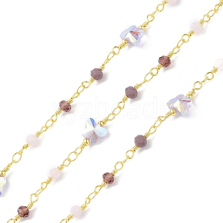 Butterfly & Round Glass Beaded Chains CHS-P016-38G-07-1