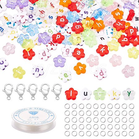  400Pcs Flower with Letter Acrylic Beads DIY-NB0005-91-1