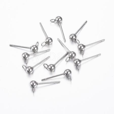Non-Tarnish 304 Stainless Steel Stud Earring Findings STAS-H376-90-1