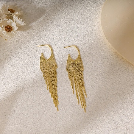 Brass Chain Tassel Stud Earrings FS-WGE0263-02-1